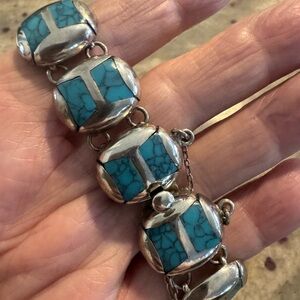 Vintage Miguel (169) Garcia Martinez turquoise and Silver taxco bracelet. (3)